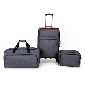 Protege 3-Piece Softside Luggage Travel Set, Includes Medium Checked Luggage, Carry On Duffel and Boarding Tote, Gray