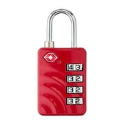 Protege 4-Dial TSA Approved Combination Luggage Lock for Travel, Red