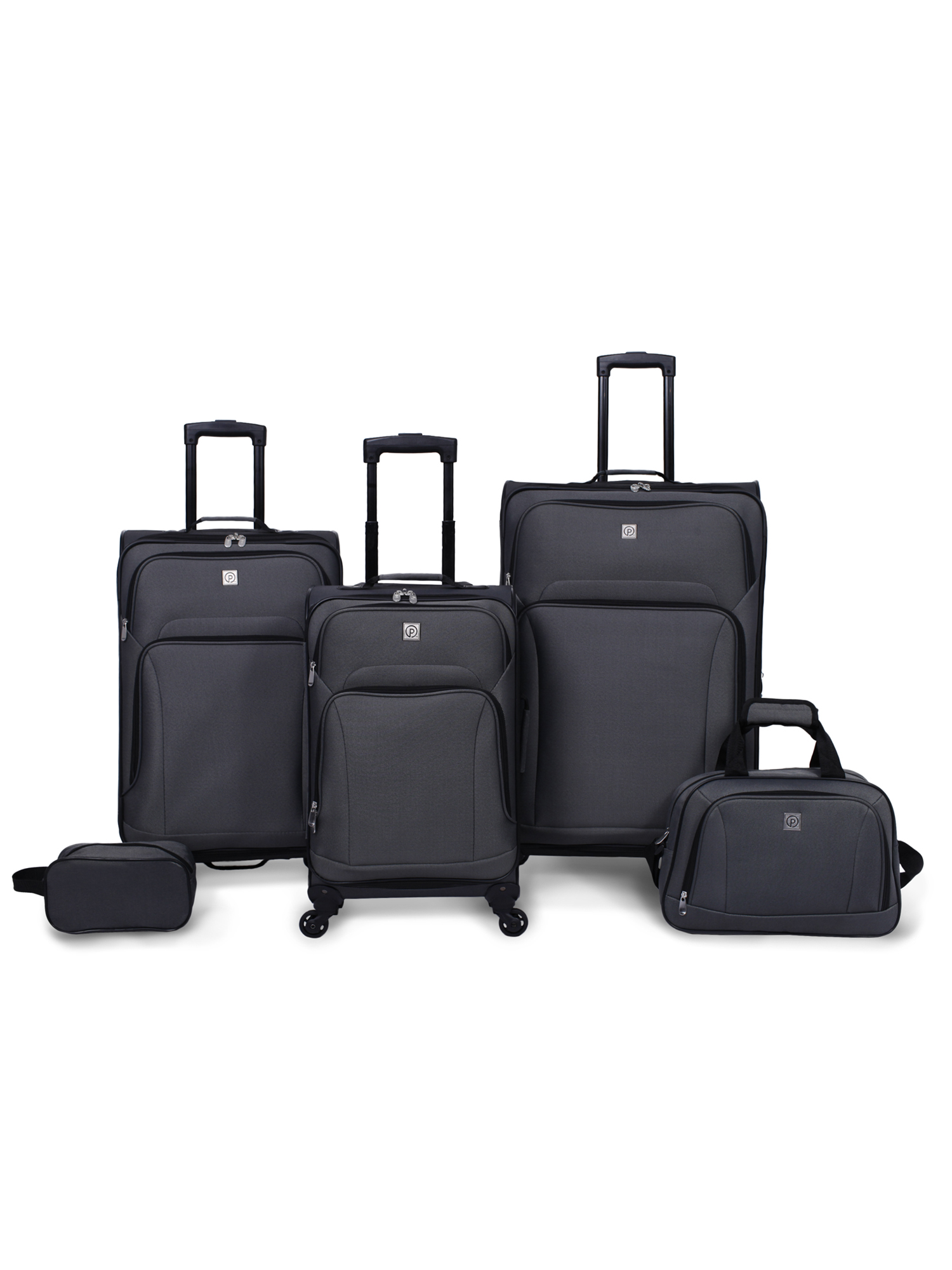Protege 5 Pc Spinner Luggage Set With 28" & 24" Check Bags, 20" Carry-on, Gray - image 1 of 12