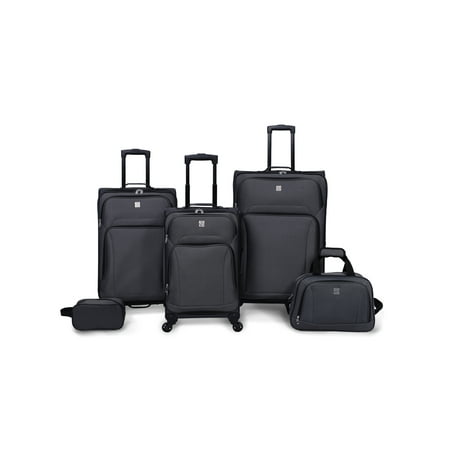 Protege 5 Piece Spinner Luggage Set, Gray, Includes 28" and 25" Check bags, 21" Carry-on