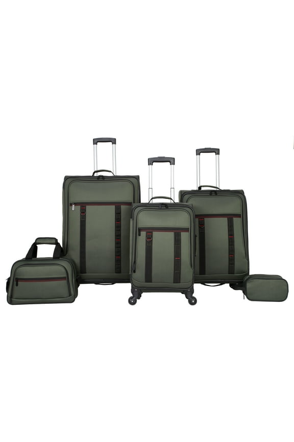 5-Piece Softside Spinner Luggage Set, Green