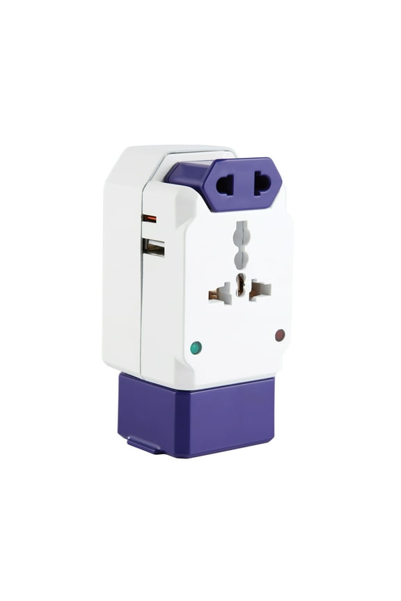 Protege All in One Worldwide Travel Adapter with 1 USB Port. Use with up to 4 devices at once, type A and C