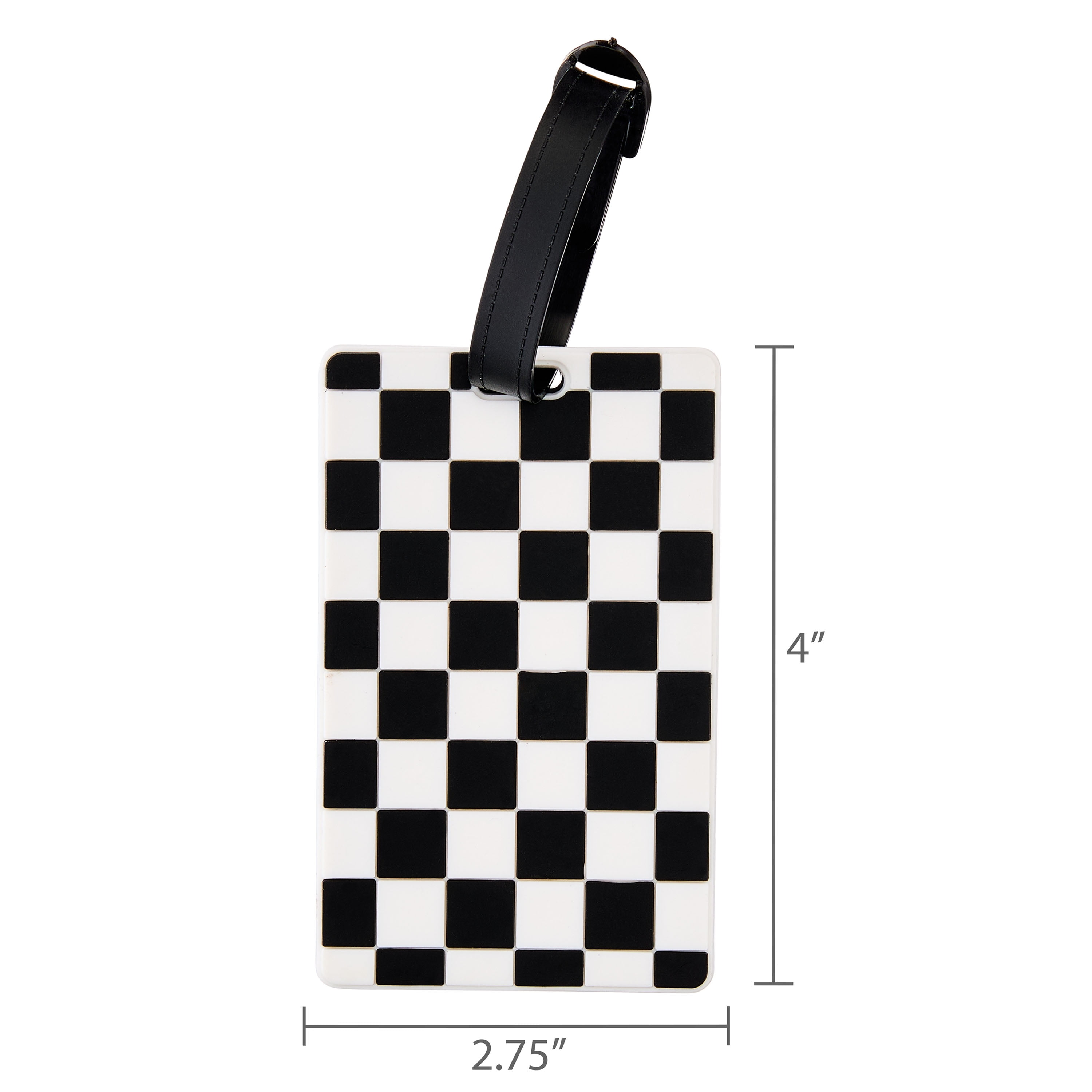 Protege Black and White Checkerboard Luggage Tag Durable PVC