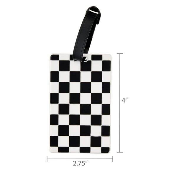Protege Black and White Checkerboard Luggage Tag