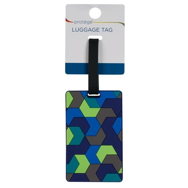 Protege Geometric Blue-Lime Luggage Tag in Adult Size