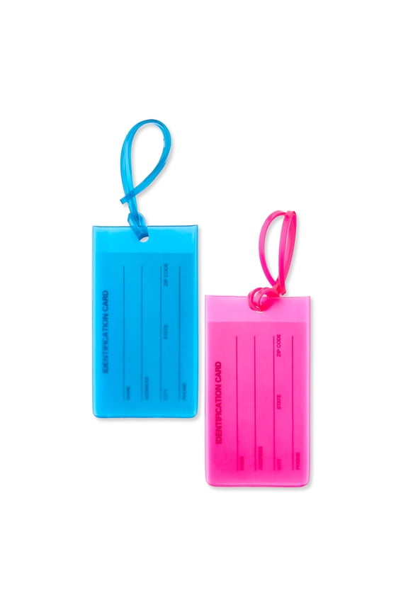 Blue and Pink Jelly Luggage Tags, 2 Count