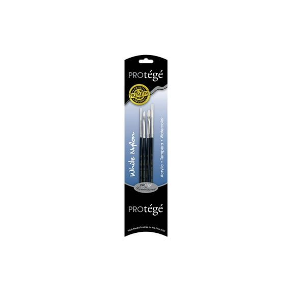 Protege Brush Set White Nylon Short Handle 4pc