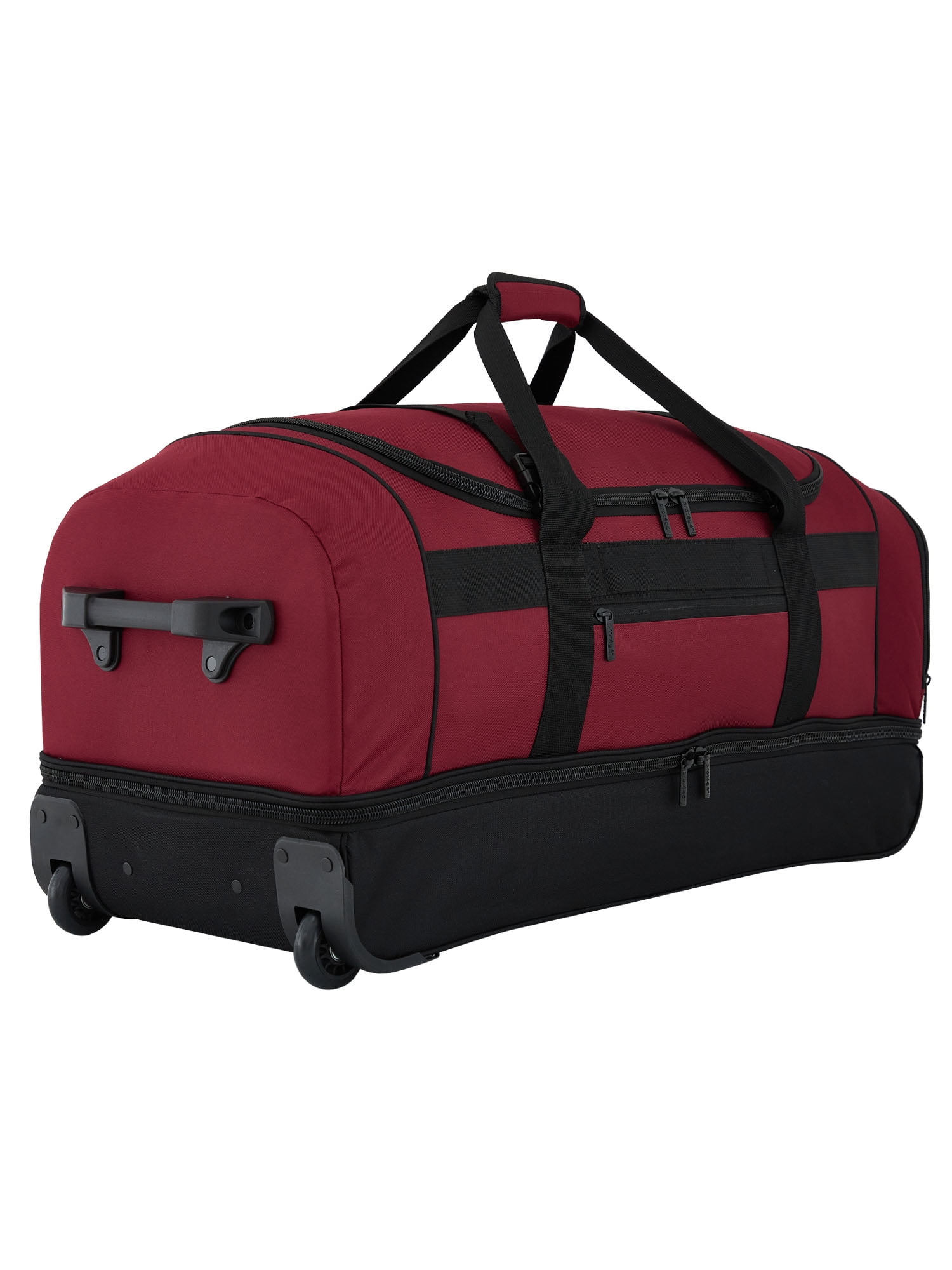 Protege Everyday Journey Large 30-inch Drop-Bottom Rolling Duffel, Red