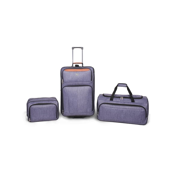 Protege Gray 3pc Travel Luggage Set 24" Check Bag, 22" Duffel, & Boarding Tote, All Ages