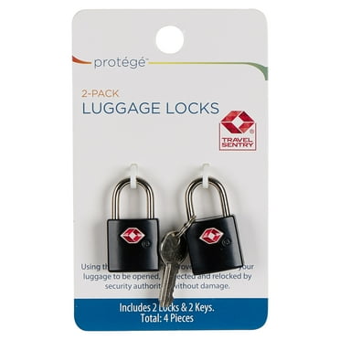 Protege Key Luggage Locks, Black, Set of 2