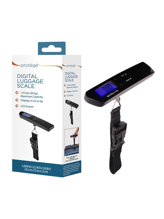 Protg Digital Luggage Scale with LCD Display, 110 lb Capacity, Black