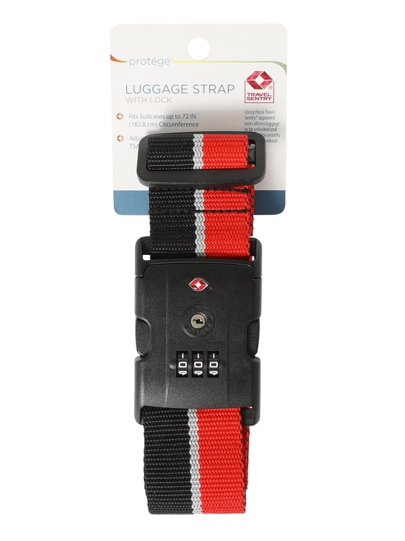 Luggage Strap with Lock, 72 Red & Black