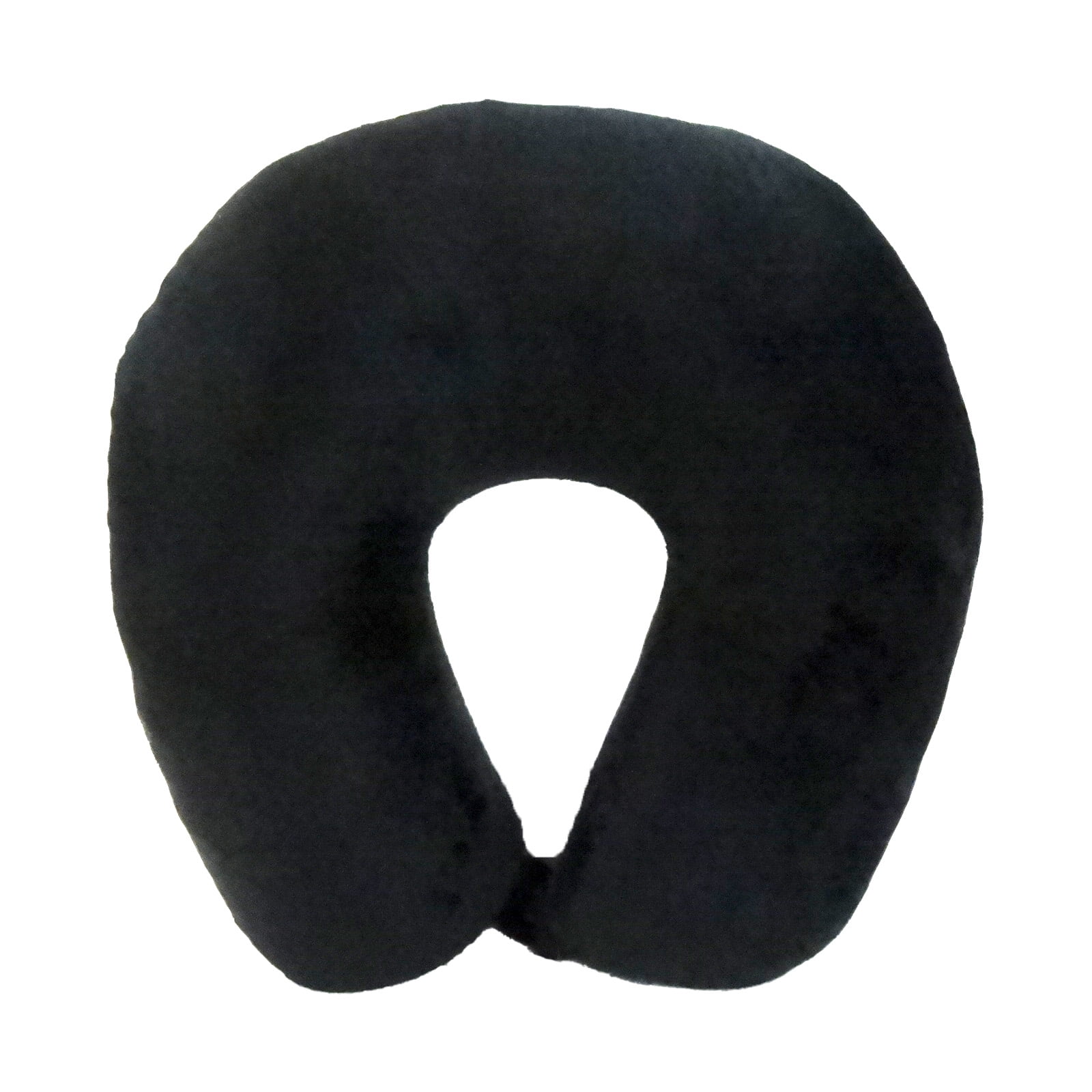 Protege Microfiber Travel Neck Pillow,100% Polyester Fleece Knit, Black,  One Size