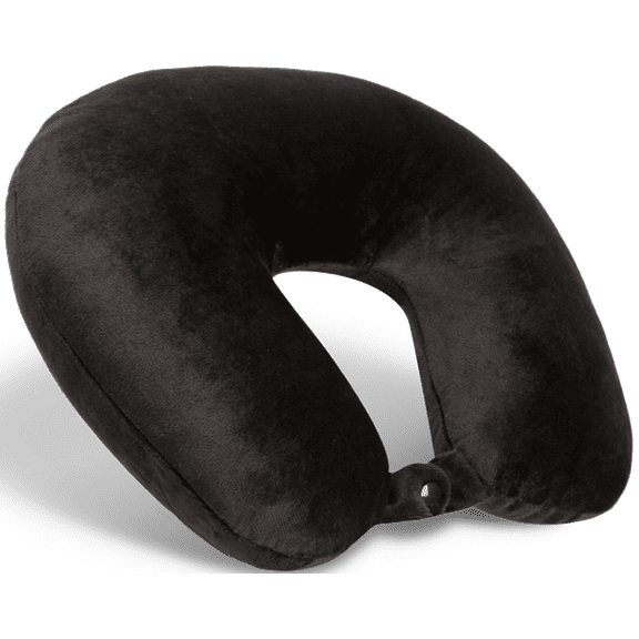 Protege Microfiber Travel Neck Pillow,100% Polyester Fleece Knit, Black, One Size