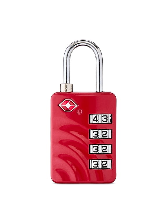 TSA Accepted Travel Sentry Approved 4-Dial Combination Luggage Lock, Red
