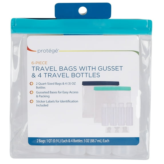 Protege Travel Bags with Gusset and 4 Travel Bottles