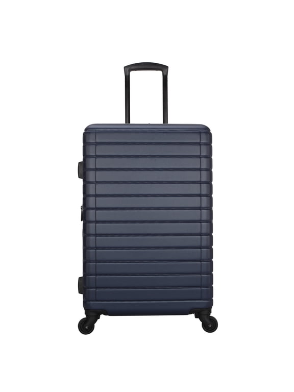 Vacationer 24-Inch Checked Expandable Hardside Luggage With 360-Spinner Wheels and Divider Pockets, Navy