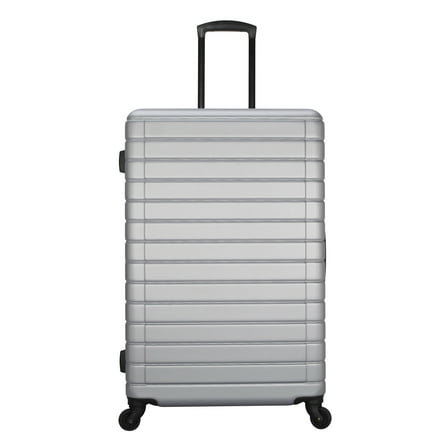 Protege Vacationer 28-inch Checked Expandable Hardside Luggage With 360-Spinner Wheels and Divider Pockets, Silver