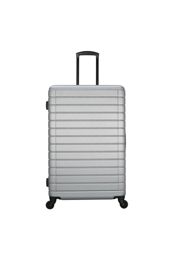 Vacationer 28-inch Checked Expandable Hardside Luggage With 360-Spinner Wheels and Divider Pockets, Silver