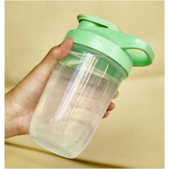 Protein 400ML/16Oz w. Shaker Ball for Protein Shake, with Mixing Ball, Leak-Proof, BPA-Free, for Gym, Workout, Juice Mixer (Green/Clear, 16Oz-400ML-1Bottle)