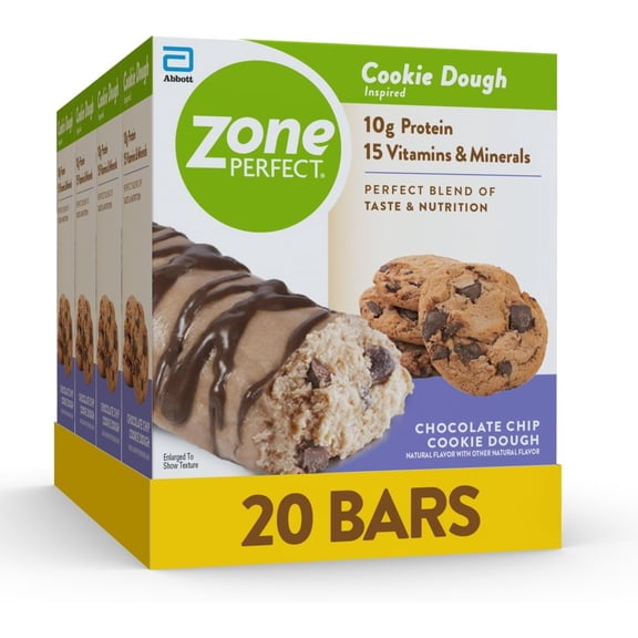 Protein Bars | 10G Protein | 15 Vitamins & Minerals | Nutritious Snack Bar | Chocolate Chip Cookie Dough | 20 Bars