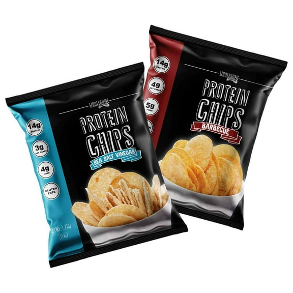 Protein Chips, 14g Protein, 3g-4g Net Carbs, Gluten Free, Keto Snacks, Low Carb Snacks, Protein Crisps, Keto-Friendly, Made in USA (Barbecue & Sea Salt Vinegar, 2 Pack)