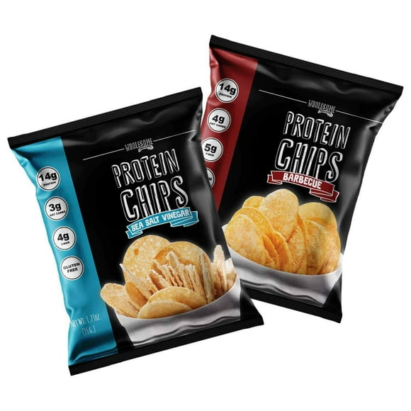Protein Chips, 14g Protein, 3g-4g Net Carbs, Gluten Free, Keto Snacks, Low Carb Snacks, Protein Crisps, Keto-Friendly, Made in USA (Barbecue & Sea Salt Vinegar, 2 Pack)