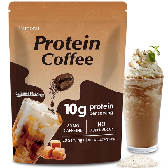 Protein Coffee - Caramel Protein Iced Coffee - Delicious and Palatable, Suitable for The Ketogenic Diet, Gluten-free - 20 Serving