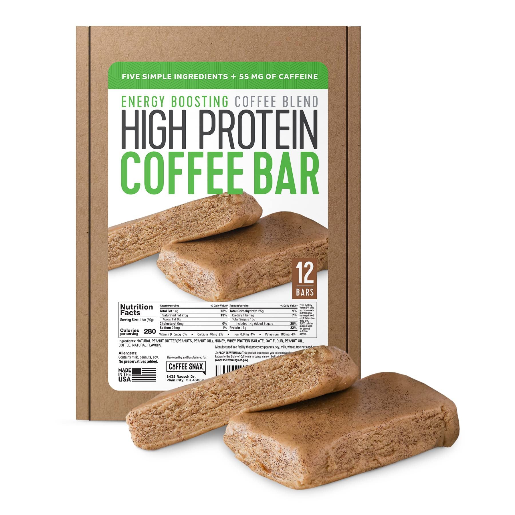 Protein Coffee Energy Bar, YPF5 Made with Five Simple Ingredients, All