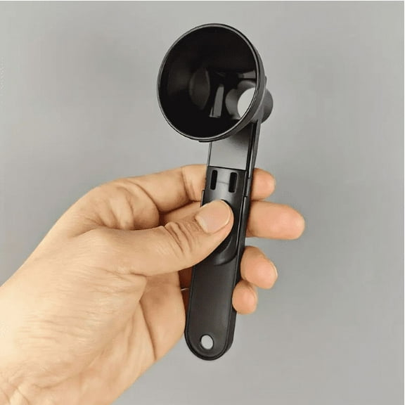 Protein & Coffee Scoop with Built-In Funnel – 1-Piece Mess-Free Sliding Powder Measuring Tool for Shakers, K-Cups, Tea & Supplements (Black)