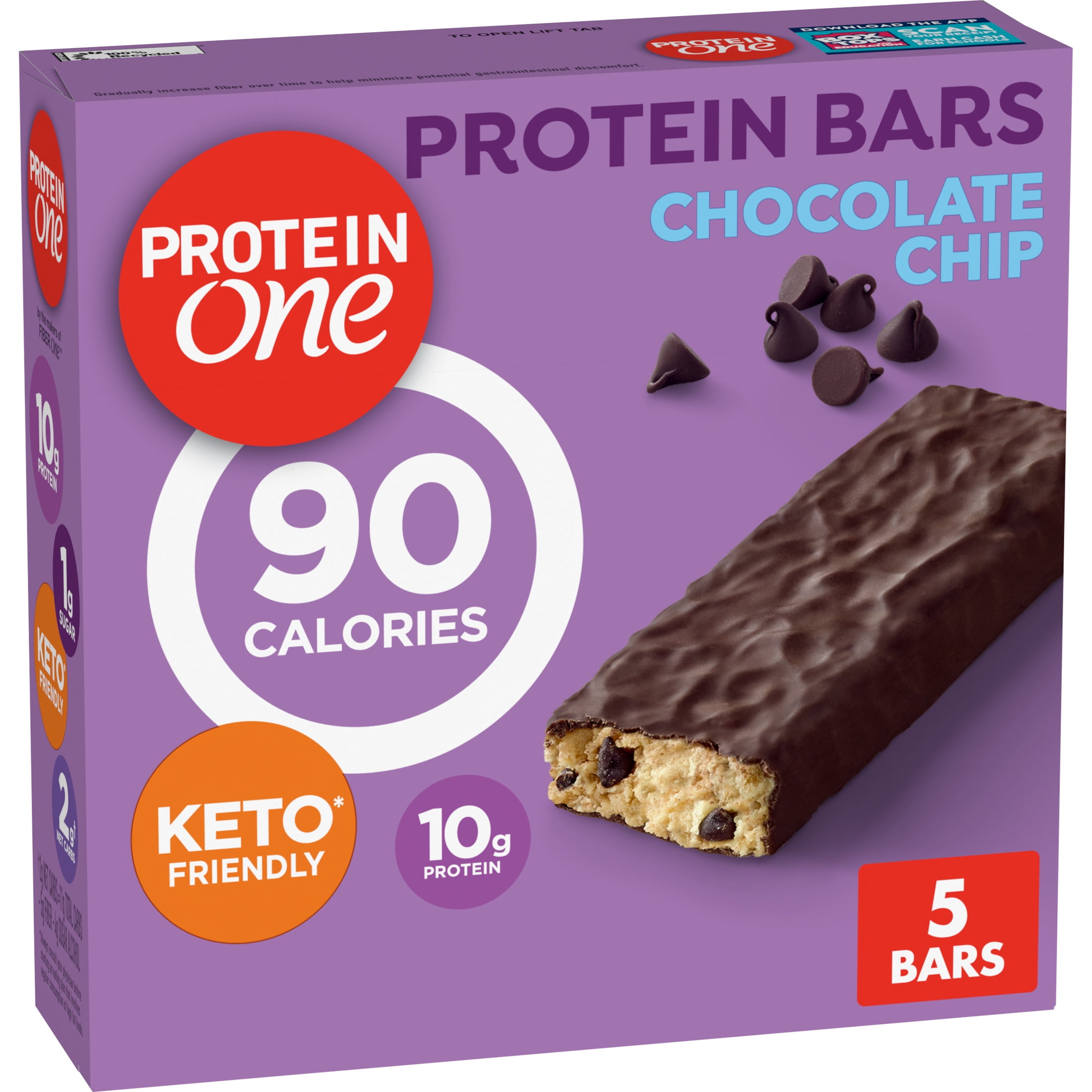 Protein One 90 Calorie Protein Bars, Chocolate Chip, Keto Friendly, 5 Ct, 4.8 oz