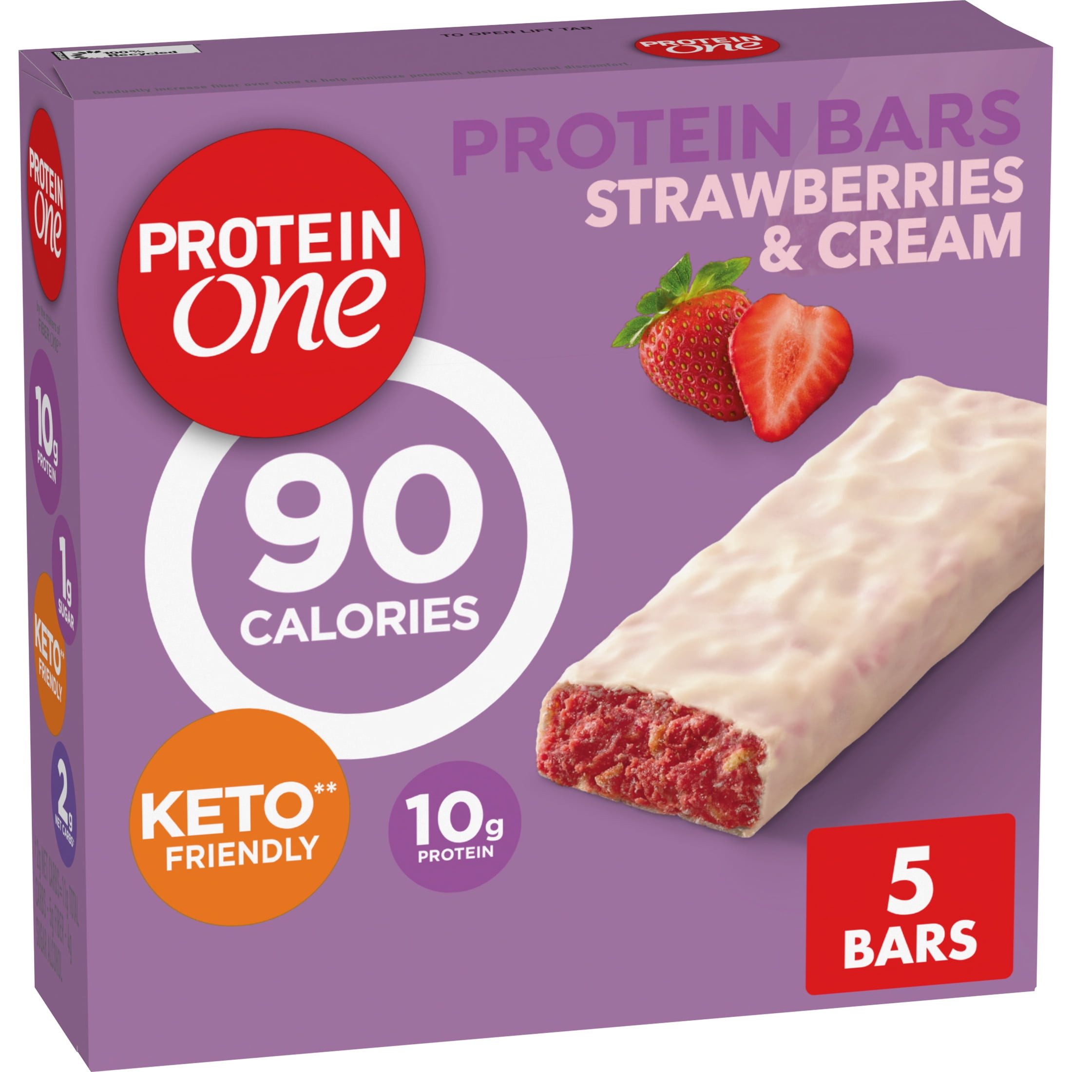 Protein One 90 Calorie Protein Bars, Strawberries and Cream, Keto Friendly, 5 Ct, 4.8 oz