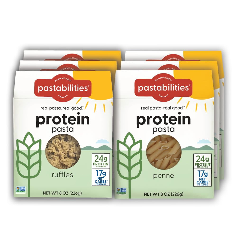 Protein Pasta Variety Pack Contains Penne and Ruffles Shaped Pasta (8