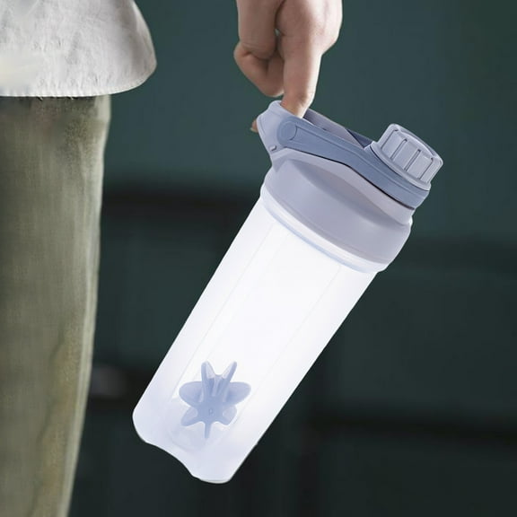 Protein Powder Shaker Bottle 700ml with Scale - Portable Mixing Cup for Fitness Sports Shakes - BPA-Free Plastic Handheld Blender, Gray 9.44x2.75in