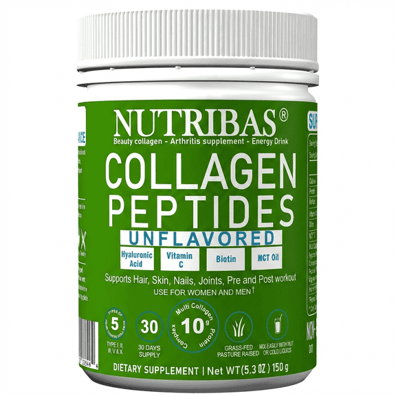 Nutribas Collagen Powder with Vitamin C Collagen Peptides Powder for Protein Collagen Shakes | Easy-Mix Collagen Mix | Protein for Women & Men