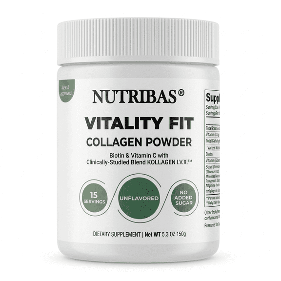 Nutribas Multi Collagen Peptides Powder Unflavored, with MCT Oil, Hair Skin Nails Supplement, 1 Month Supply