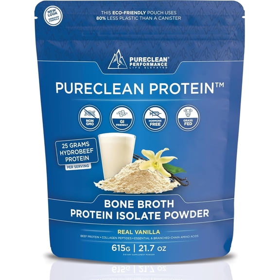 PureClean Protein Beef Grass-Fed Shake Powder With Collagen , Vanilla, PureClean Performance