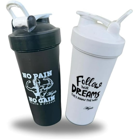 Protein Shaker 2 Pack Motivational Sports and Outdoor 28oz Nutrition Water Bottle