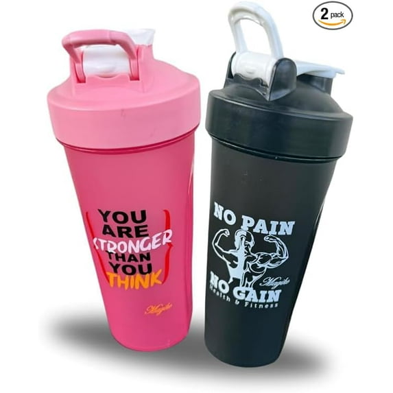 Protein Shaker 2 Pack Motivational Sports and Outdoor 28oz Nutrition Water Bottle