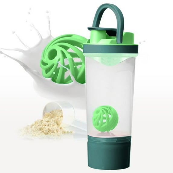 Protein Shaker Bottle,23.66 oz Portable Shaker Cup with Pill Organizer and Storage for Protein Powder Sports Water Bottle for Travel Workout Gym(Green)