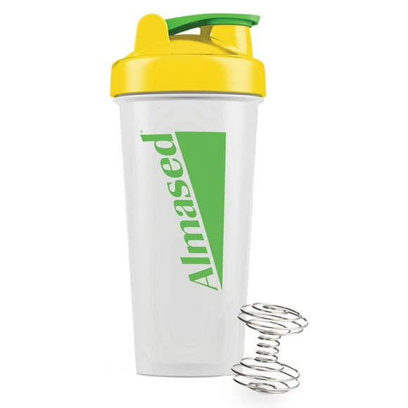 Protein Shaker Bottle for Gym and Workout, 24 Oz BPA-Free Mixing Cup with Stainless Steel Whisk Ball, Leakproof Design for Smoothies and Protein Shakes, Clear, Yellow