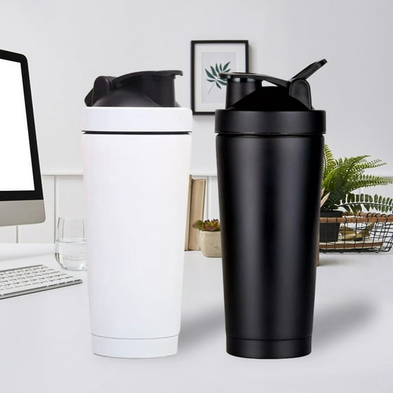 Protein Shaker Bottle7.52x3.27in,Stainless Steel Mixing Bottle With Whisk Ball, Leakproof Lid, -Hour Cold Retention For Gym Workout Drinks(Black)