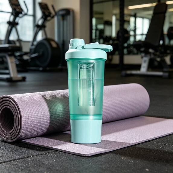 Protein Shaker Bottle with Storage Compartment, 500ml Handheld Fitness Water Cup with Built-in Stirrer, Portable Mixing Cup for Gym, Outdoor Running, and Daily Hydration