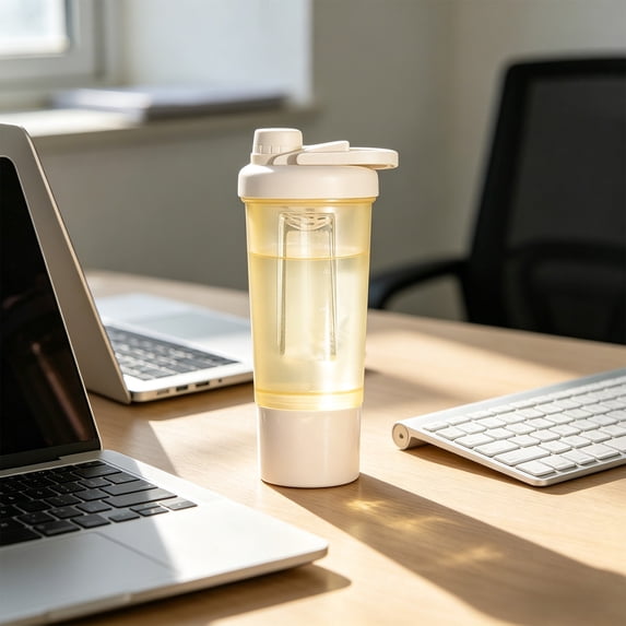 Protein Shaker Bottle with Storage Compartment, 500ml Handheld Fitness Water Cup with Built-in Stirrer, Portable Mixing Cup for Gym, Outdoor Running, and Daily Hydration
