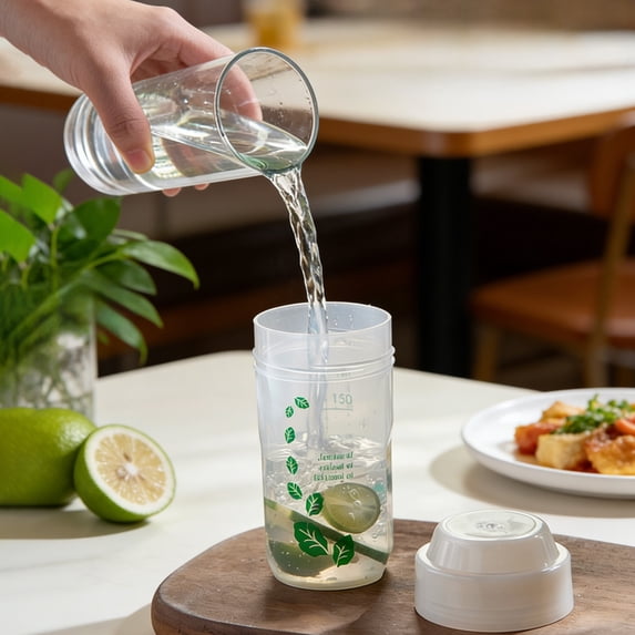 Protein Shaker Cup Leakproof Plastic Graduated Design Easy Clean Portable Commuting Travel Multipurpose Indoor Outdoor Drinking