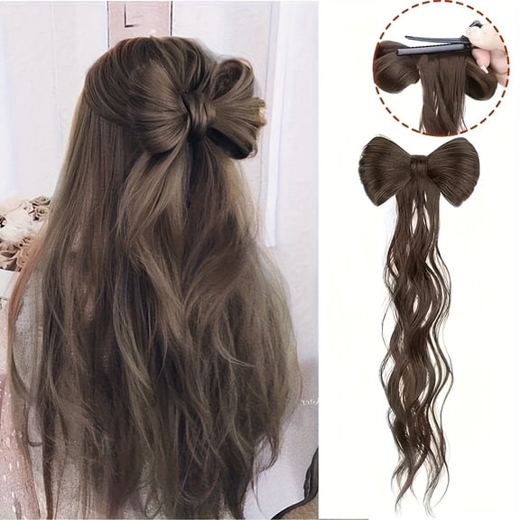 Protein silk bow ponytail wig female high ponytail chicken feather curly hair half-tied hair bag antique style wig braids