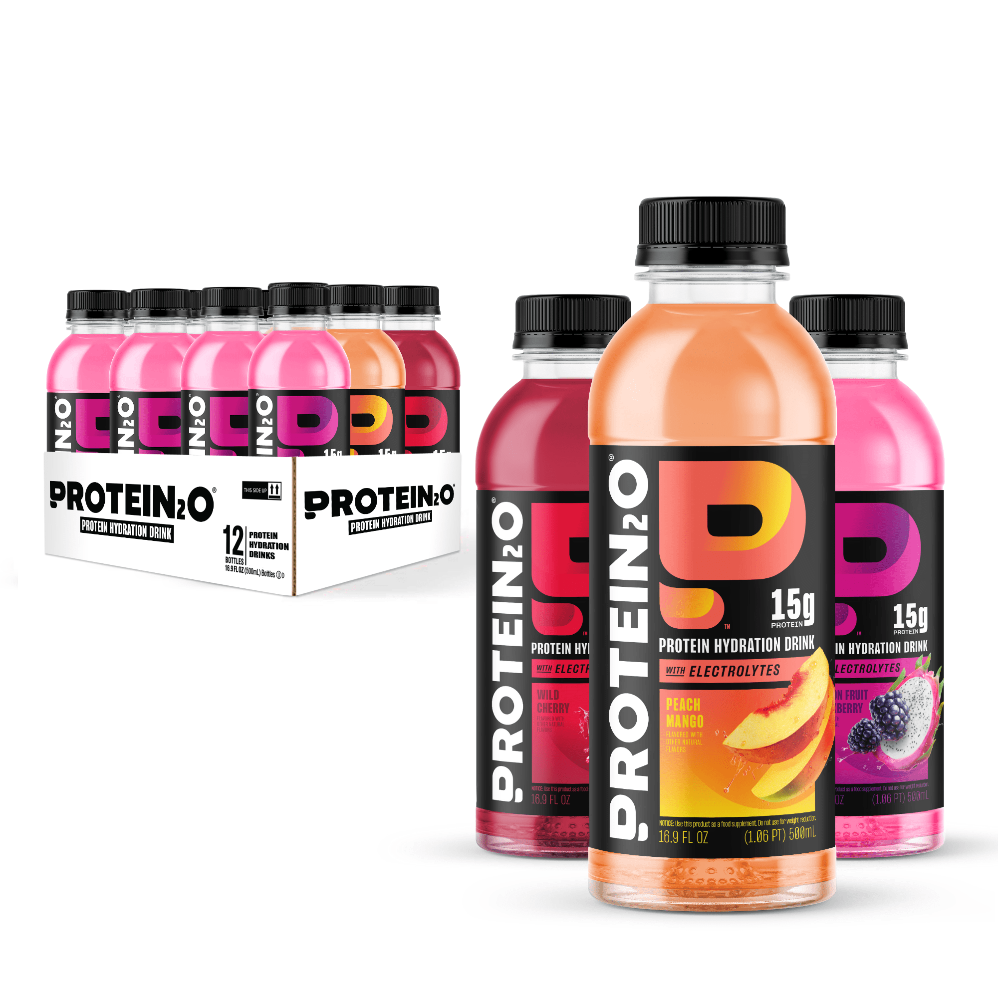 Protein2o Protein Infused Waters, 15g Protein, Flavor Fusion Variety Pack, 16.9 fl oz, 12 Pack