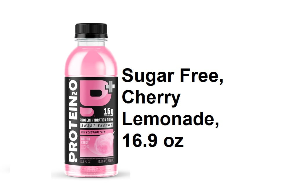 Protein2o 15g Whey Protein Isolate Hydration Drink Plus Energy & Focus, 350mg of Electrolytes, Vitamins B5 & B6, Sugar Free, Cotton Candy, 16.9 oz Bottle