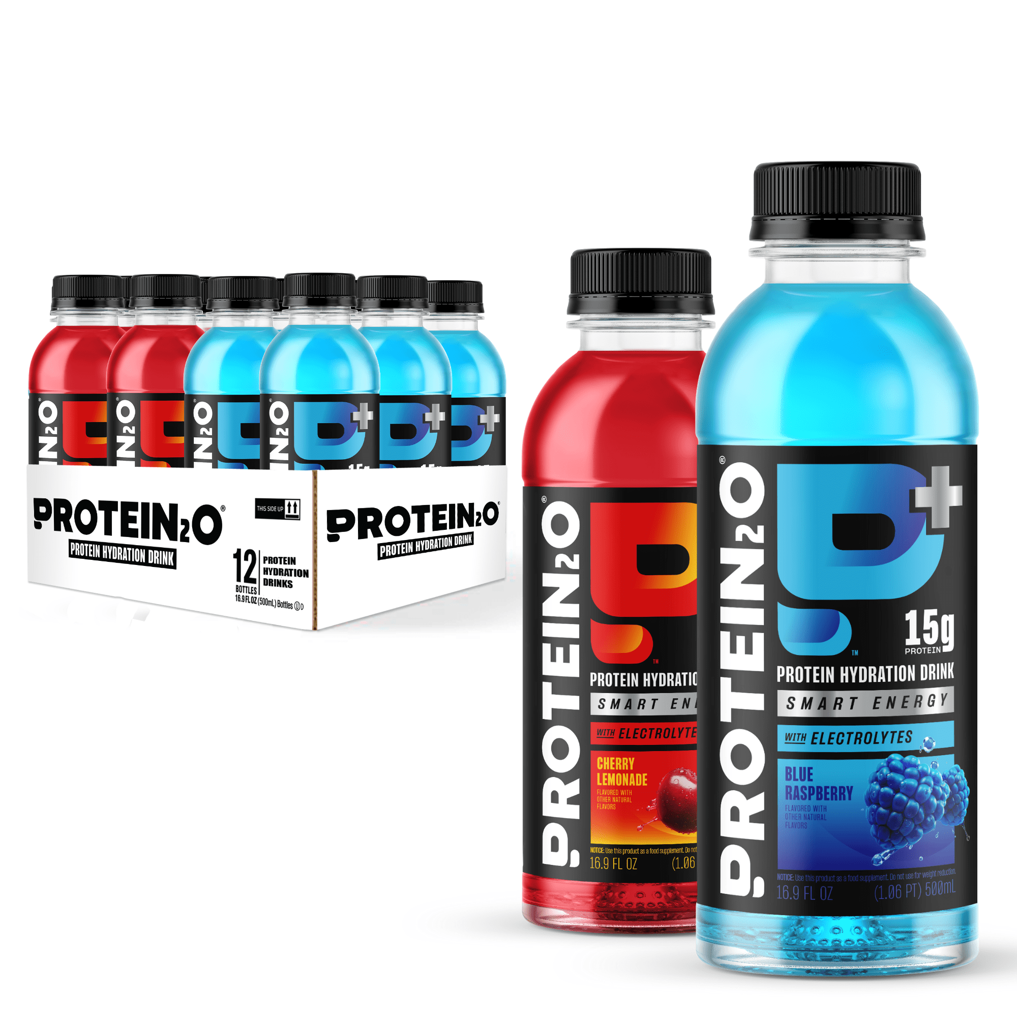 Protein2o Protein Infused Waters Plus Energy, 15 g Protein, Energy Variety Pack, 16.9 fl oz, 12 Pack