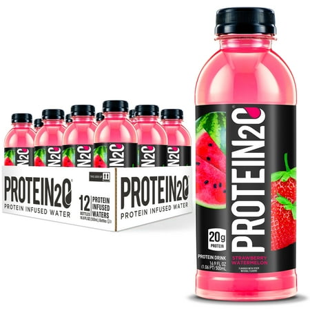 Protein2o 20g Whey Protein Infused Water Plus Electrolytes, Strawberry Watermelon, 16.9 fl Oz (Pack of 12)